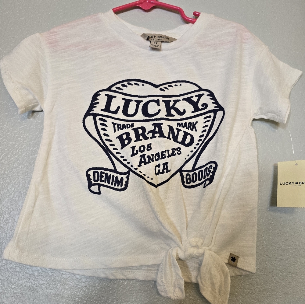 Lucky Brand Girls Original White T-Shirt Size 3T New With Tags